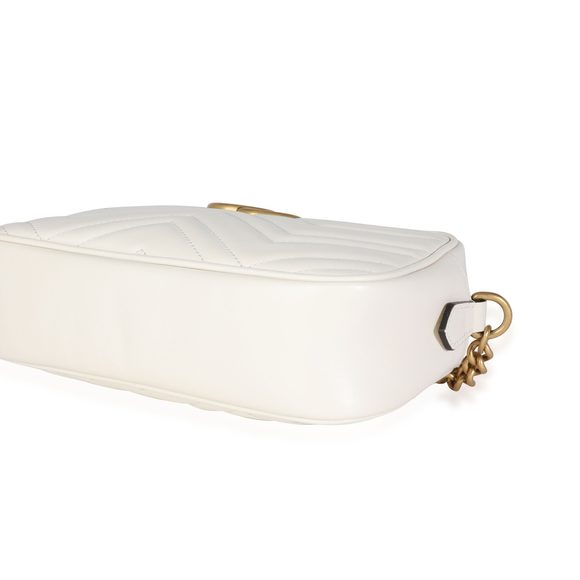Gucci White Matelass√© Leather Small GG Marmont Shoulder Bag - Picture 7 of 9